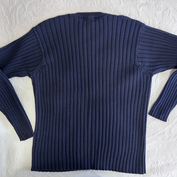 Ralph Lauren Chaps Blue and White V-Neck Sweater Pullover Men’s XL Y2K 90’s - Picture 8 of 10